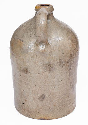 Rare M. TYLER / ALBANY, NY Stoneware Jug w/ Brushed and Incised Decoration, Inscribed