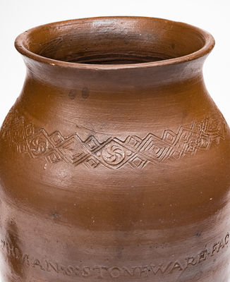 Scarce PAUL CUSHMAN S STONEWARE FACTORY 1809 Jar w/ Coggled Decoration