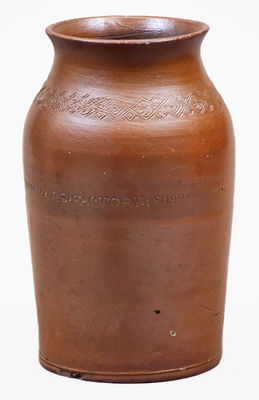 Scarce PAUL CUSHMAN S STONEWARE FACTORY 1809 Jar w/ Coggled Decoration