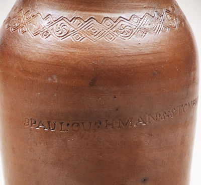 Scarce PAUL CUSHMAN S STONEWARE FACTORY 1809 Jar w/ Coggled Decoration
