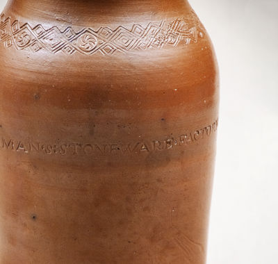 Scarce PAUL CUSHMAN S STONEWARE FACTORY 1809 Jar w/ Coggled Decoration