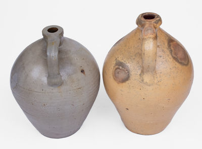 Lot of Two: Ovoid Stoneware Jugs w/ Elaborate Impressed ALBANY, NY Advertising