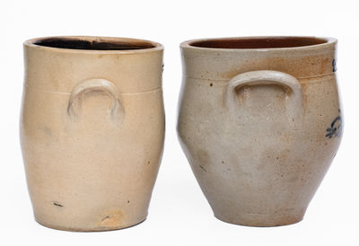 Lot of Two: Decorated Stoneware Jars Marked M. TYLER / ALBANY and WM. E. WARNER / WEST TROY