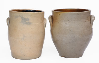 Lot of Two: Decorated Stoneware Jars Marked M. TYLER / ALBANY and WM. E. WARNER / WEST TROY