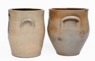 Lot of Two: Decorated Stoneware Jars Marked M. TYLER / ALBANY and WM. E. WARNER / WEST TROY