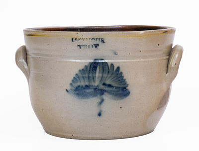 I. SEYMOUR / TROY, NY Stoneware Bowl w/ Floral Decoration, c1837-52