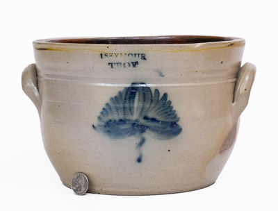 I. SEYMOUR / TROY, NY Stoneware Bowl w/ Floral Decoration, c1837-52