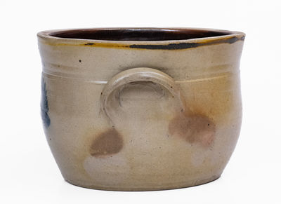 I. SEYMOUR / TROY, NY Stoneware Bowl w/ Floral Decoration, c1837-52