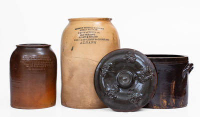 Lot of Three: Unusual ALBANY, NY Stoneware Advertising Jars