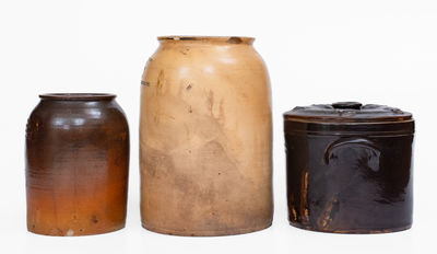 Lot of Three: Unusual ALBANY, NY Stoneware Advertising Jars
