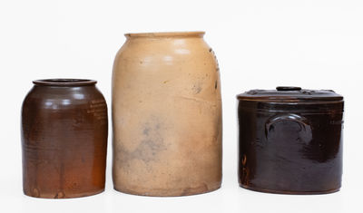 Lot of Three: Unusual ALBANY, NY Stoneware Advertising Jars