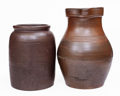Lot of Two: Very Rare Stoneware Jars, A. HODSON / GALWAY FACTORY and ORCUTT & SMITH / ALBANY