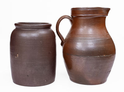 Lot of Two: Very Rare Stoneware Jars, A. HODSON / GALWAY FACTORY and ORCUTT & SMITH / ALBANY