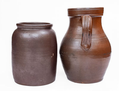 Lot of Two: Very Rare Stoneware Jars, A. HODSON / GALWAY FACTORY and ORCUTT & SMITH / ALBANY