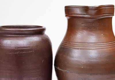 Lot of Two: Very Rare Stoneware Jars, A. HODSON / GALWAY FACTORY and ORCUTT & SMITH / ALBANY