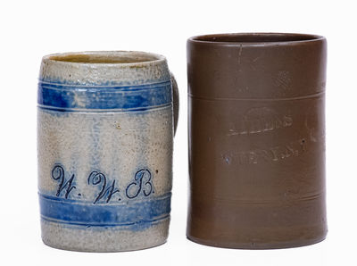 Lot of Two: Stoneware Mugs incl. ATHENS NY / POTTERY Example