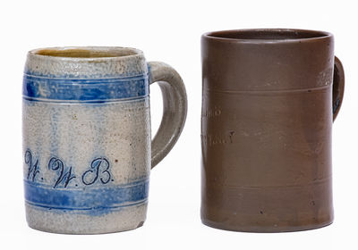 Lot of Two: Stoneware Mugs incl. ATHENS NY / POTTERY Example