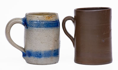 Lot of Two: Stoneware Mugs incl. ATHENS NY / POTTERY Example