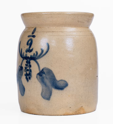 1/2 Gal. CORTLAND Stoneware Jar w/ Floral Decoration, c1867-69