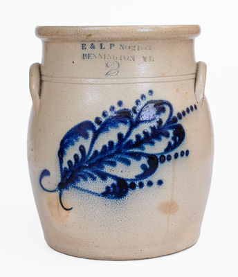 2 Gal. E. & L. P. NORTON / BENNINGTON, VT Stoneware Jar, c1870