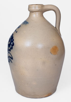 2 Gal. JOHN BURGER / ROCHESTER Stoneware Jug w/ Floral Decoration