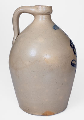 2 Gal. JOHN BURGER / ROCHESTER Stoneware Jug w/ Floral Decoration