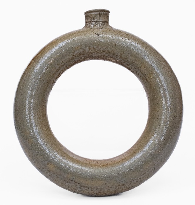 Very Rare Chester Webster Stoneware Ring Flask