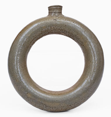 Extremely Rare Chester Webster, Randolph County, NC Stoneware Ring Flask
