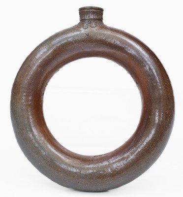 Very Rare Chester Webster Stoneware Ring Flask