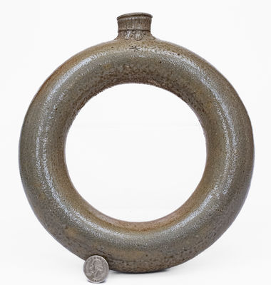 Extremely Rare Chester Webster, Randolph County, NC Stoneware Ring Flask