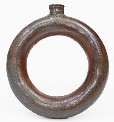 Extremely Rare Chester Webster, Randolph County, NC Stoneware Ring Flask