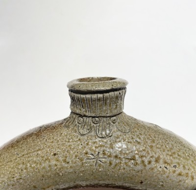 Very Rare Chester Webster Stoneware Ring Flask