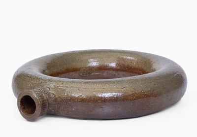 Extremely Rare Chester Webster, Randolph County, NC Stoneware Ring Flask