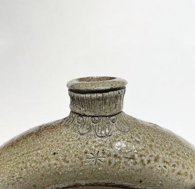 Extremely Rare Chester Webster, Randolph County, NC Stoneware Ring Flask