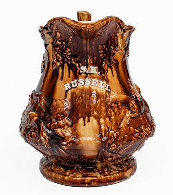 Fine Rockingham Presentation Frog Pitcher, attrib. Swan Hill Pottery, South Amboy, NJ