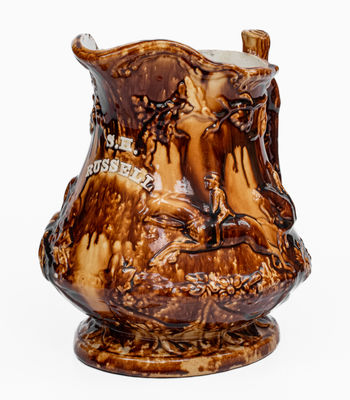 Fine Rockingham Presentation Frog Pitcher, attrib. Swan Hill Pottery, South Amboy, NJ
