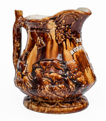 Fine Rockingham Presentation Frog Pitcher, attrib. Swan Hill Pottery, South Amboy, NJ