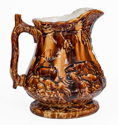 Fine Rockingham Presentation Frog Pitcher, attrib. Swan Hill Pottery, South Amboy, NJ