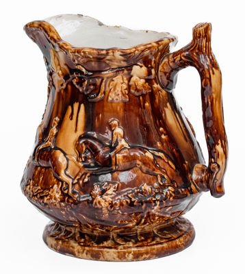 Fine Rockingham Presentation Frog Pitcher, attrib. Swan Hill Pottery, South Amboy, NJ