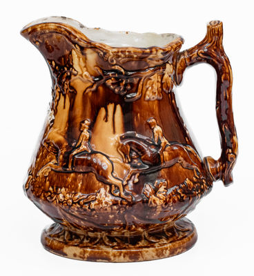 Fine Rockingham Presentation Frog Pitcher, attrib. Swan Hill Pottery, South Amboy, NJ