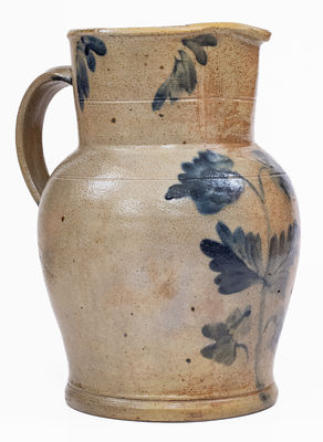 Remmey, Philadelphia, PA Stoneware Pitcher w/ Floral Decoration, c1865