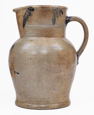 Remmey, Philadelphia, PA Stoneware Pitcher w/ Floral Decoration, c1865