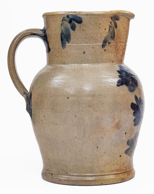 Remmey, Philadelphia, PA Stoneware Pitcher w/ Floral Decoration, c1865