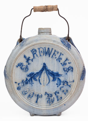 BARDWELL S / ROOT BEER Stoneware Canteen, Whites Pottery, Utica, NY