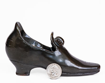 Unusual Anna Pottery Albany Slip Stoneware Shoe, Anna, Illinois