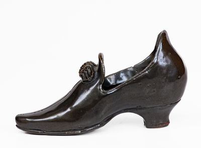 Unusual Anna Pottery Albany Slip Stoneware Shoe, Anna, Illinois