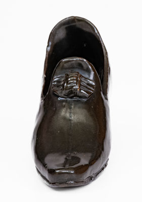 Unusual Anna Pottery Albany Slip Stoneware Shoe, Anna, Illinois
