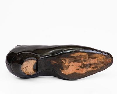 Unusual Anna Pottery Albany Slip Stoneware Shoe, Anna, Illinois