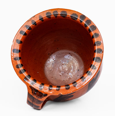 Rare American Redware Chamberpot w/ Profuse Manganese Decoration