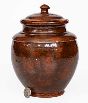 Very Rare Isaac Boyer, Adams County, PA, 1848 Lidded Redware Presentation Jar